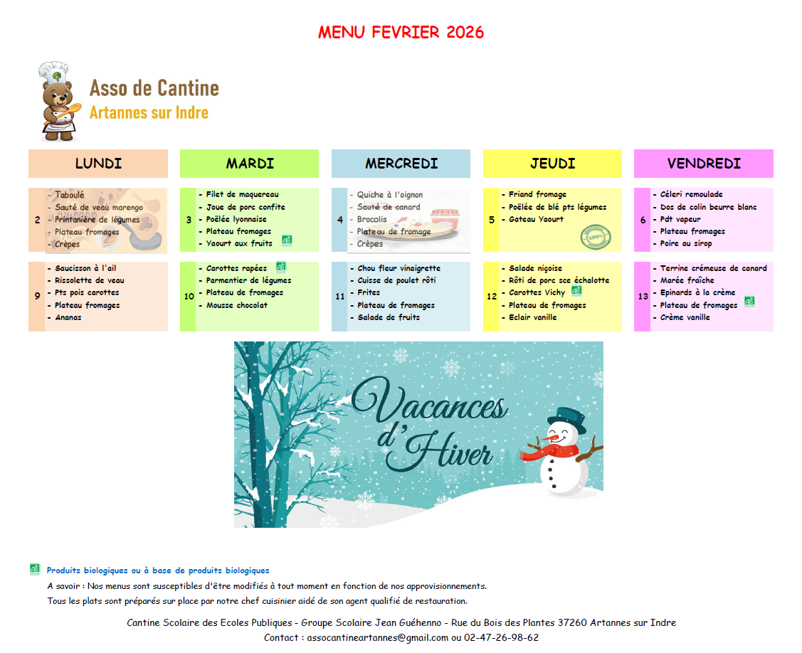 2026-02 Menu février 2026